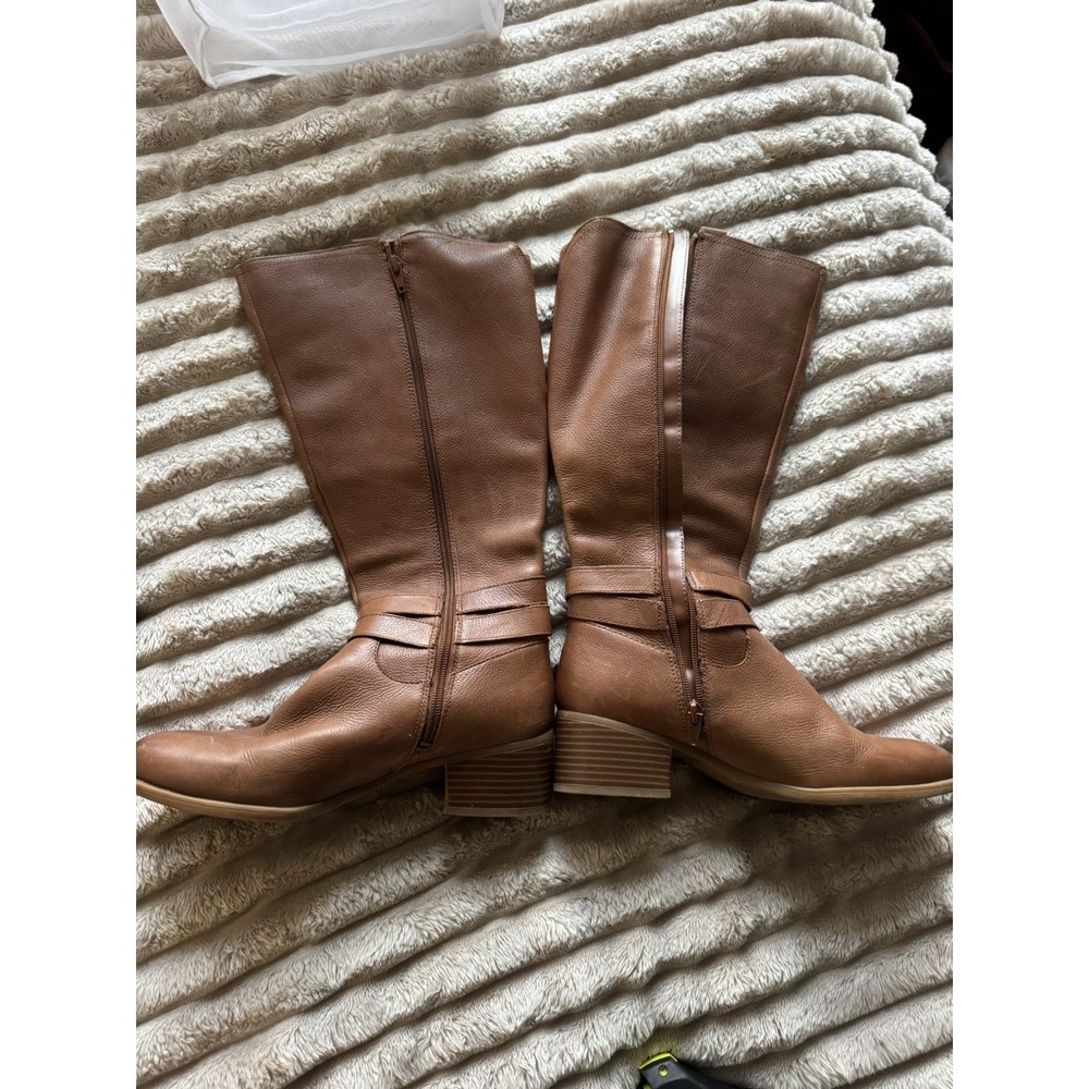 NATURALIZER Women's Kim Riding Boots Chestnut Pebbled Leather Heeled Size 8.5 - Picture 8 of 8